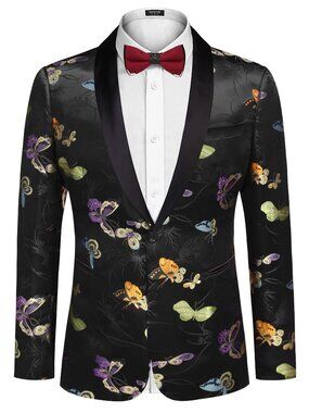 COOFANDY Butterfly Floral Tuxedo Blazer Men’s XXL NWT
